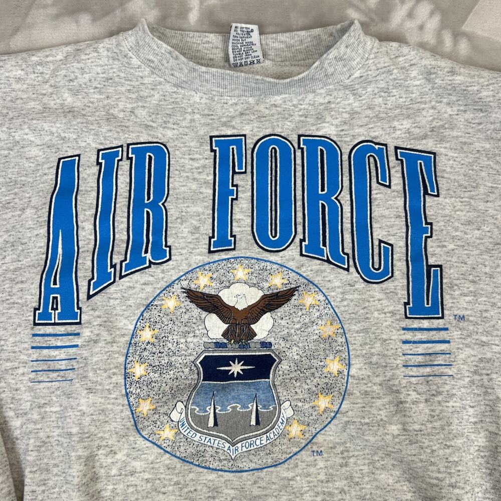 VTG US Air Force Academy Sweater Adult XL Grey USAF Military 90s Thrashed Grunge